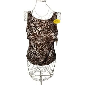 NEW WITH TAGS It Figures Women's Animal Print SWIMSUIT TOP Camikini Bathing Suit